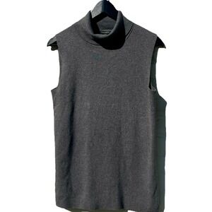 Talbots Tank Top Womens M Gray Knit Cotton Blend Sleeveless Pullover